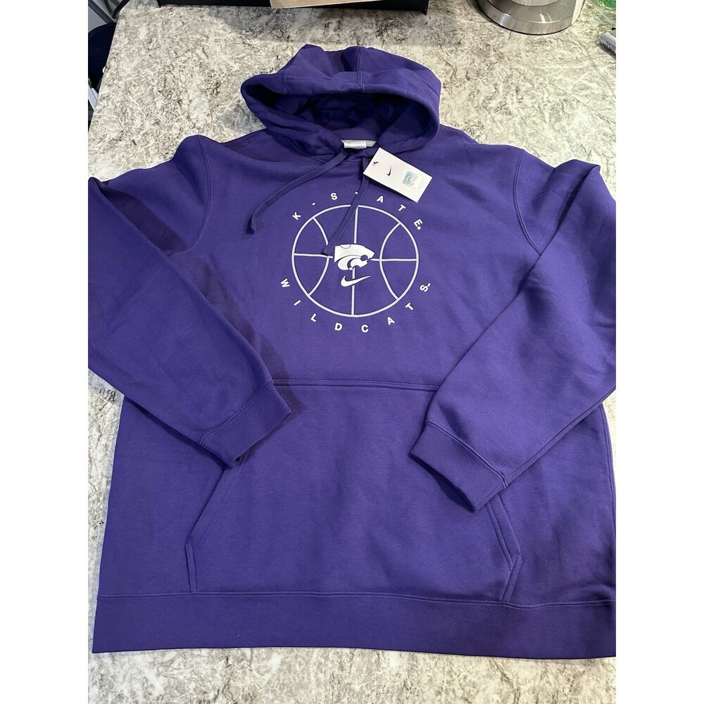 NWT Men’s Nike Kansas State Wildcats Icon Club Fleece Hoodie XL Purple K-state